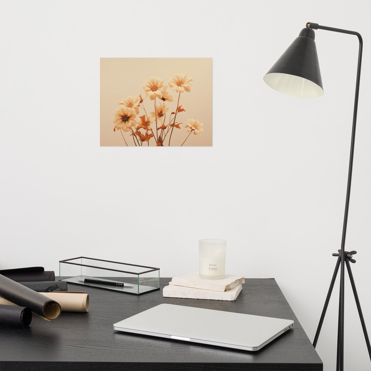 Floral and Botanical Wall Art: A Touch of Cream - Flowers Minimal Photorealism Painting - Digital Artwork Loose Art Print