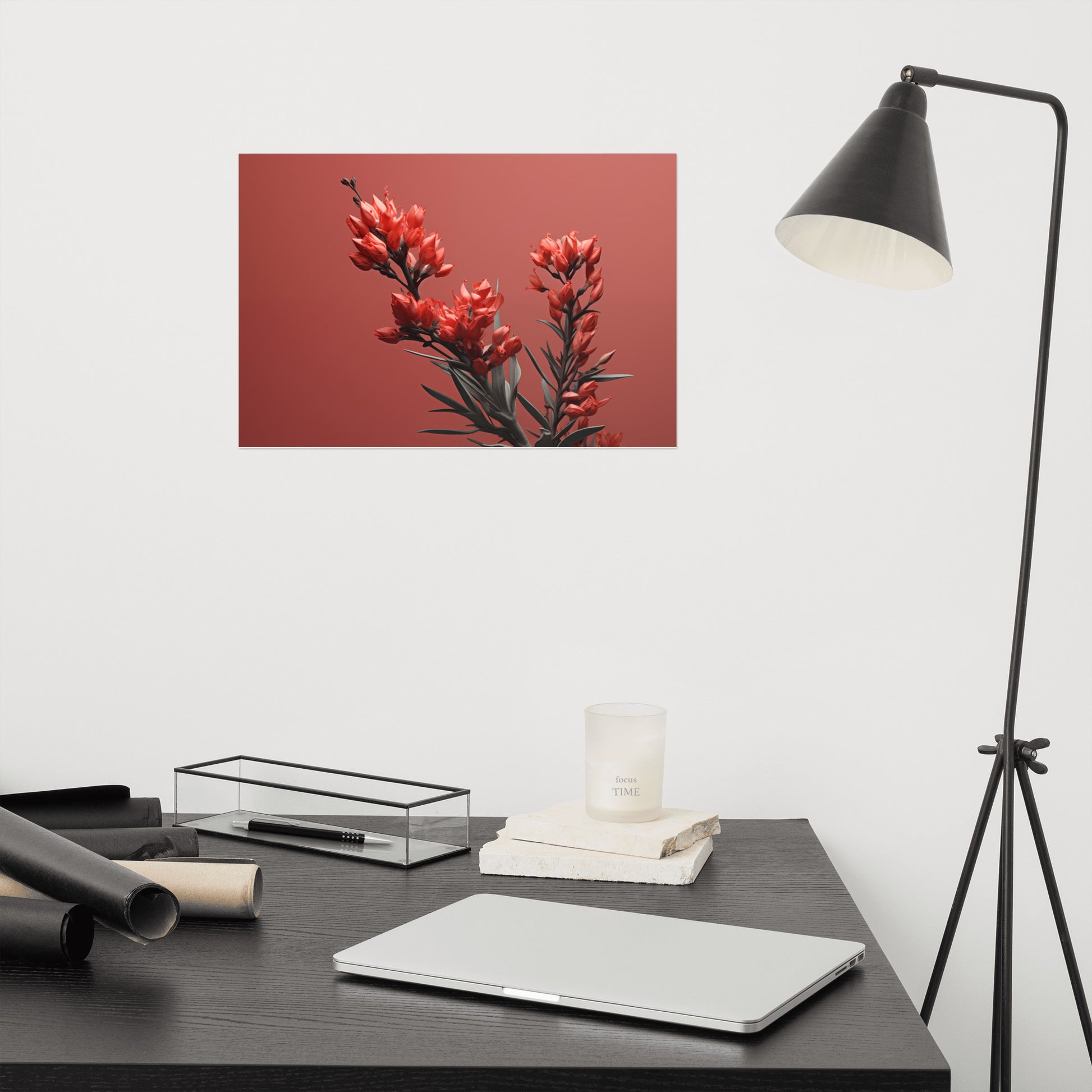 Flower Art Prints: A Touch of Fire - Flowers Photorealism Painting - Digital Artwork Loose Art Print