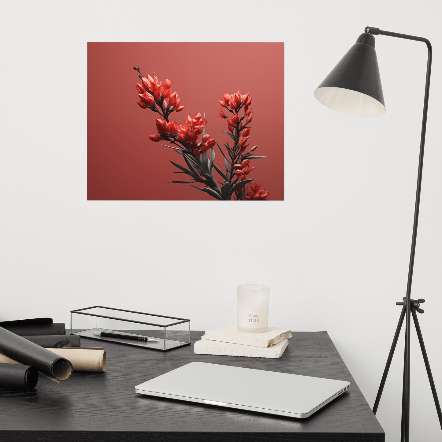 Flower Picture Prints: A Touch of Fire - Flowers Photorealism Painting - Digital Artwork Loose Art Print
