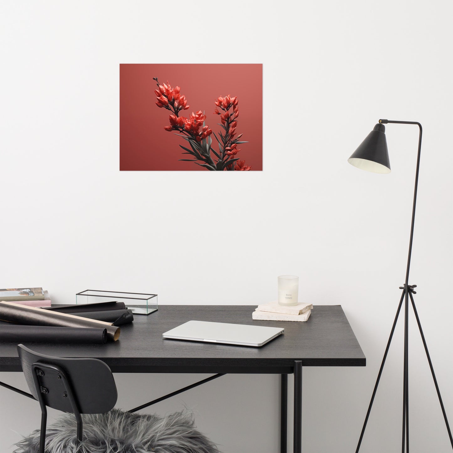 Flower Picture Wall Art: A Touch of Fire - Flowers Photorealism Painting - Digital Artwork Loose Art Print