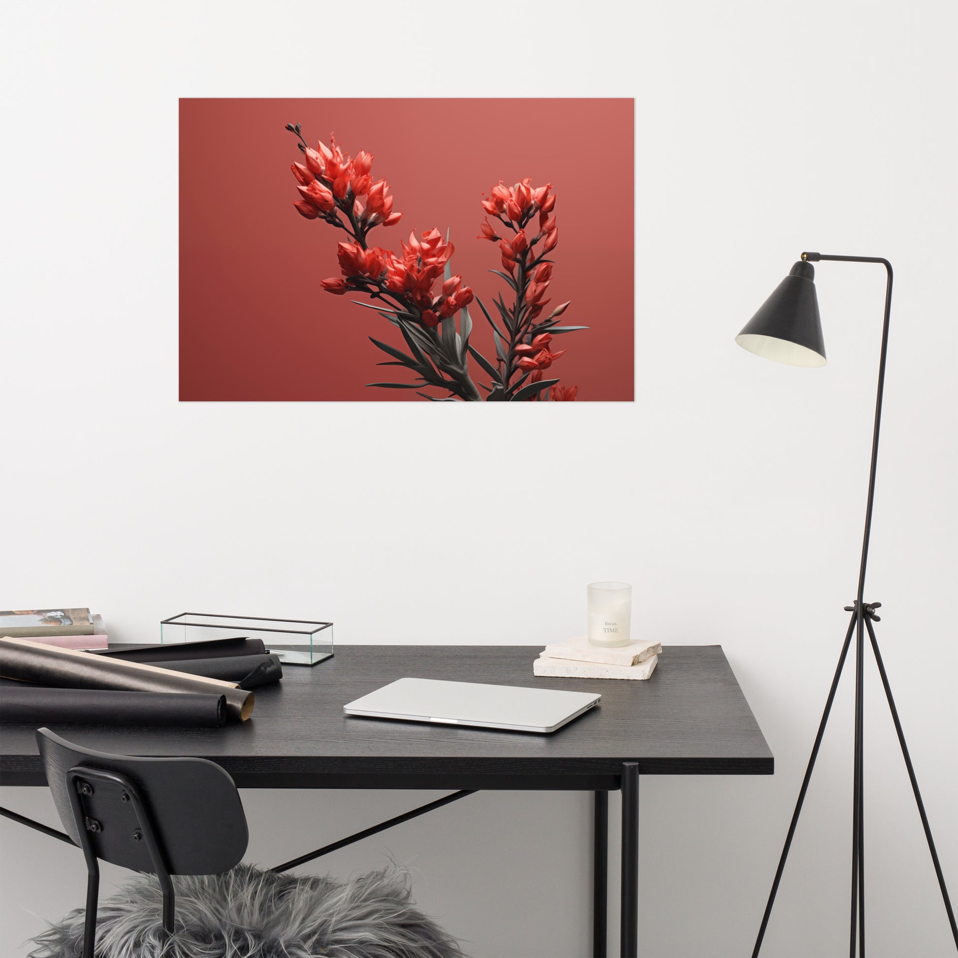Flower Picture Wall Decor: A Touch of Fire - Flowers Photorealism Painting - Digital Artwork Loose Art Print
