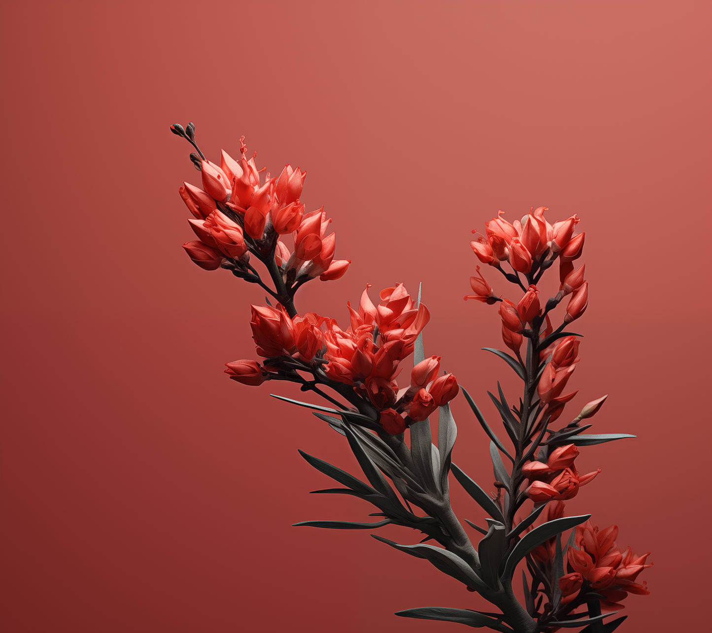 Flower Print Wall Art: A Touch of Fire - Flowers Photorealism Painting - Digital Artwork Loose Art Print