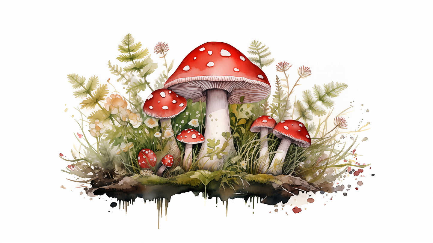 Forest Floor Jewels Watercolor Painting - Digital Artwork Loose Art Print