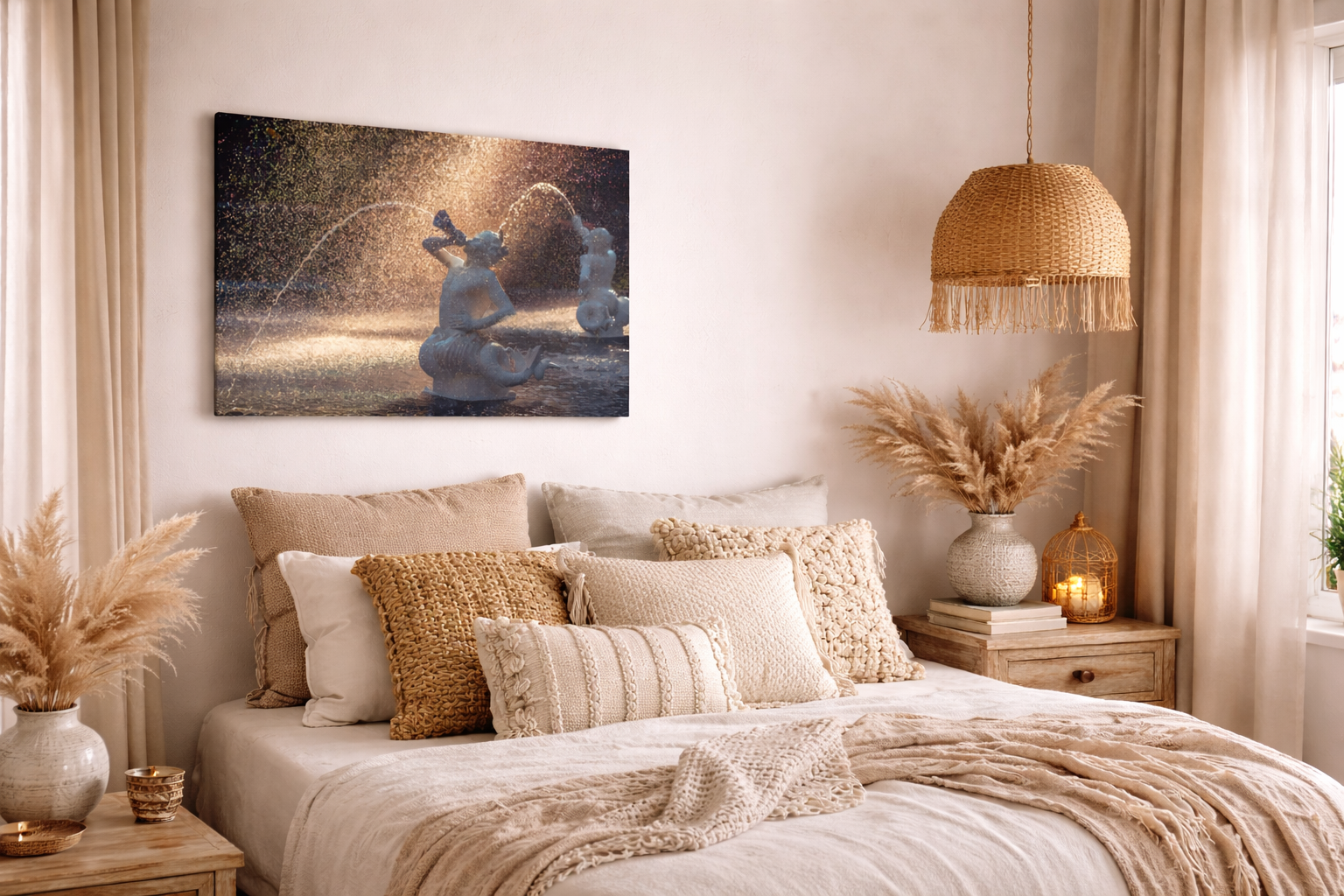 Fountain Forsyth Park Savannah Ga Architectural Photograph Wall Art Print Canvas in Bohemian Style Bedroom