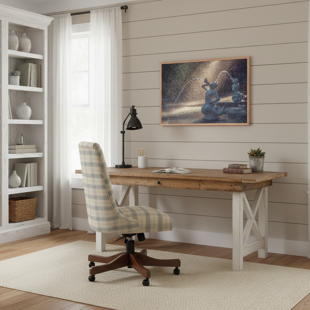 Fountain Forsyth Park Savannah Ga Architectural Photograph Wall Art Print Framed in Farmhouse Style Home Office