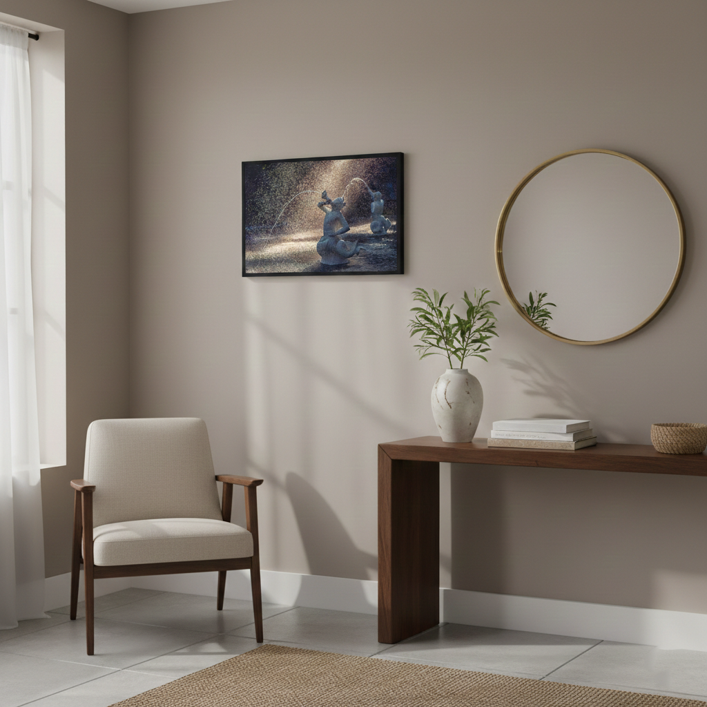 Fountain Forsyth Park Savannah Ga Architectural Photograph Wall Art Print Framed in Transitional Style Entryway