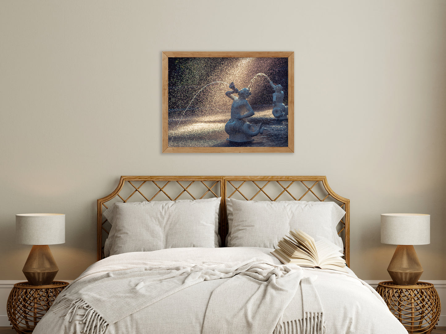 Fountain Forsyth Park Savannah Ga Photography Structure Wall Art Print in Bedroom setting