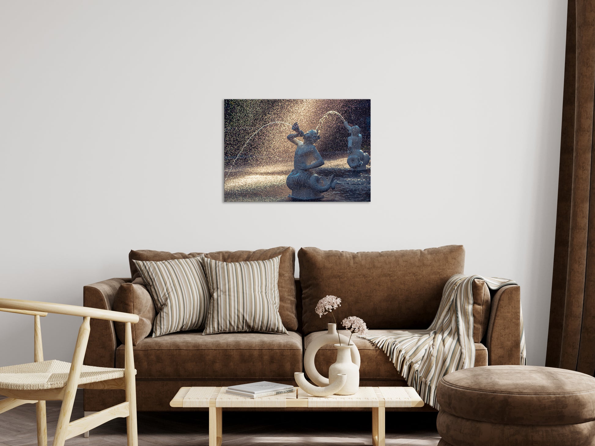 Fountain Forsyth Park Savannah Ga Photography Structure Wall Art Print in Living Room Setting