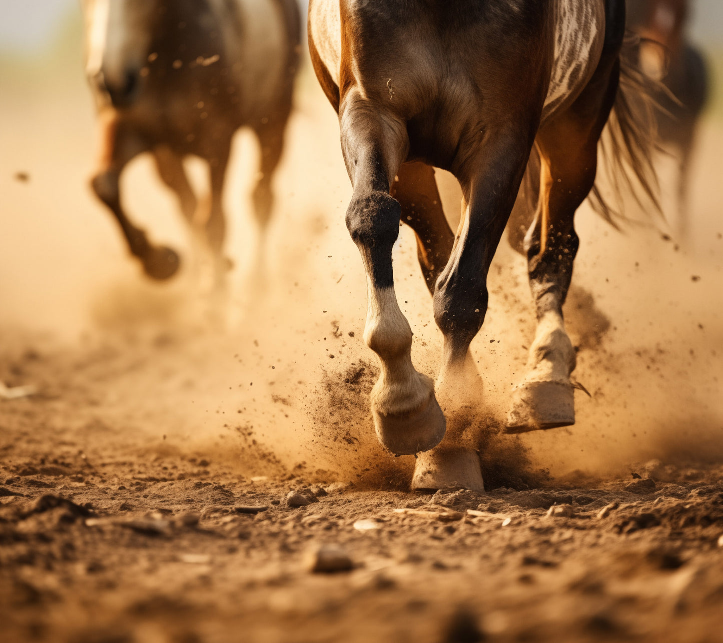 Freedom's Fury Running Horses Photorealism - Digital Artwork Loose Art Print