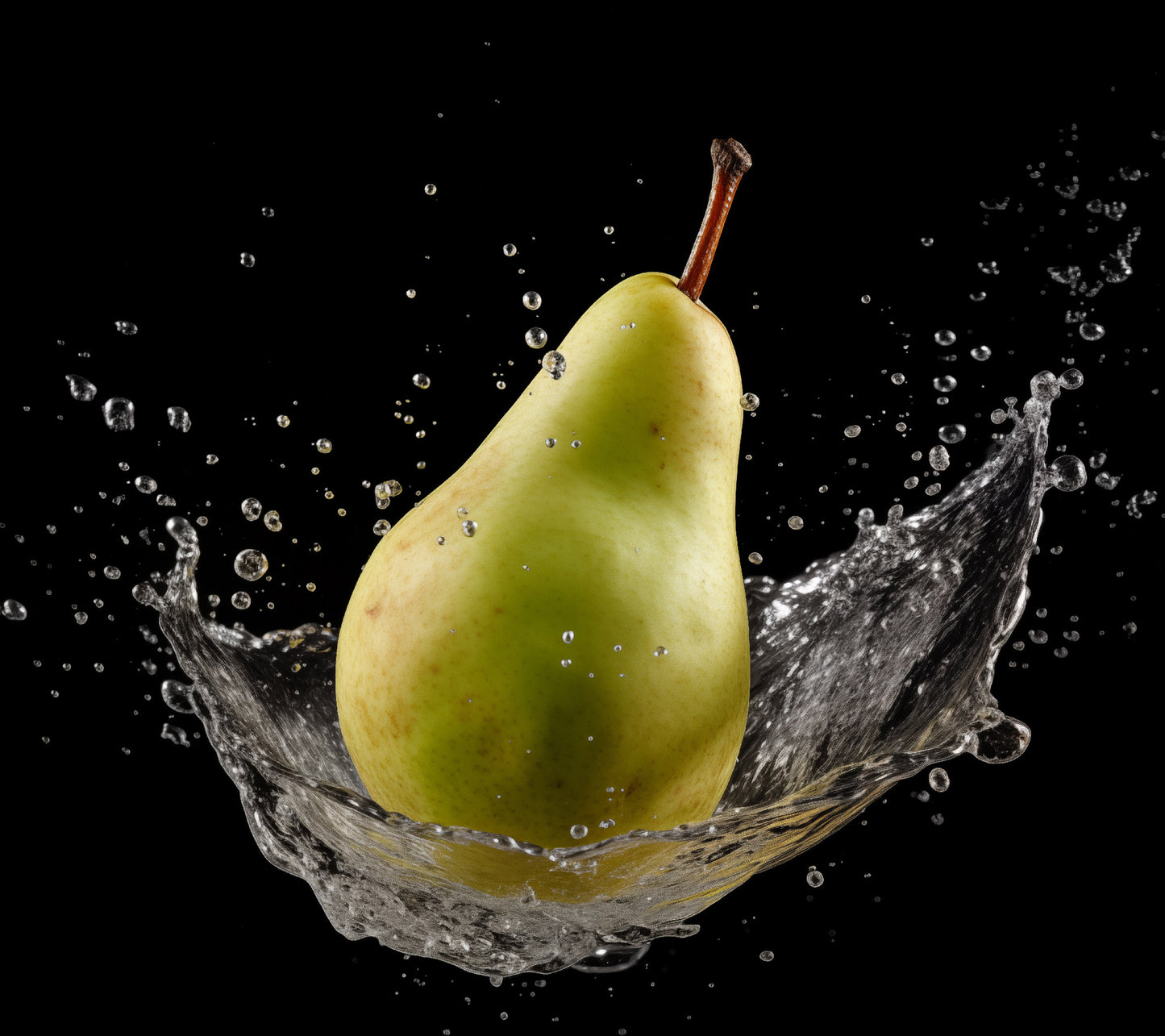 Fruity Fusion Pear in Water Photorealism - Digital Artwork Loose Art Print