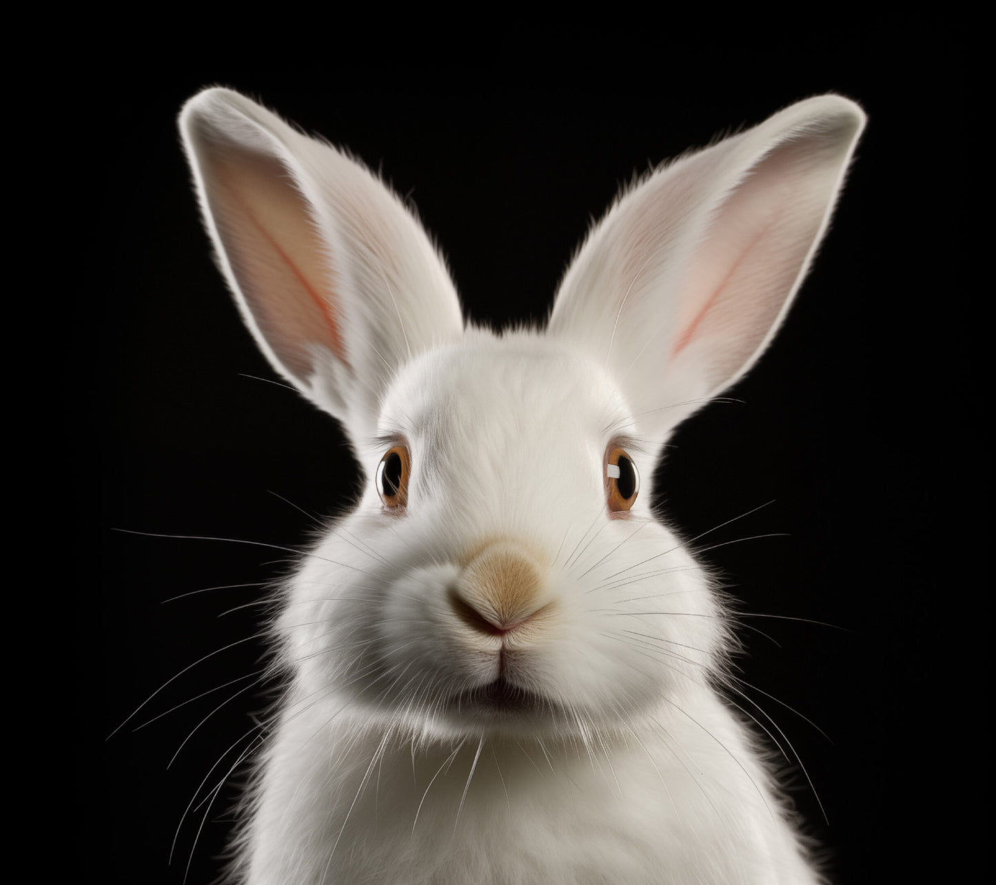 Gentle Gaze Rabbit Portrait Photorealism - Digital Artwork Loose Art Print