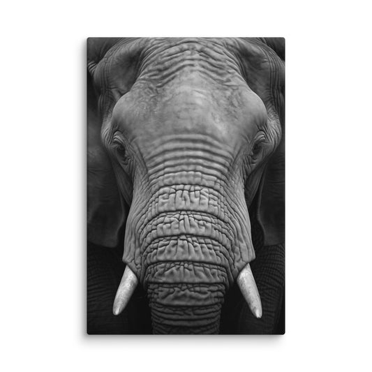 Gentle Monarch Black and White Elephant Photorealistic Digital Artwork Canvas Wall Art Print