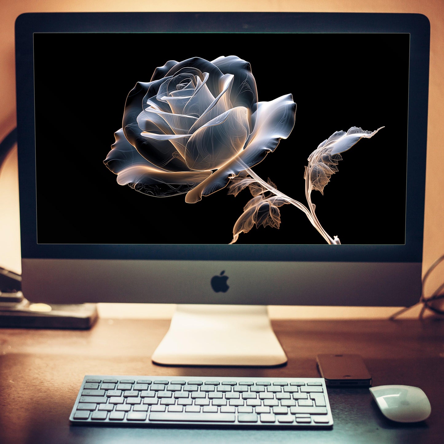 Ghostly Bloom X-Ray Effect Illustration Wallpaper for Computer 2
