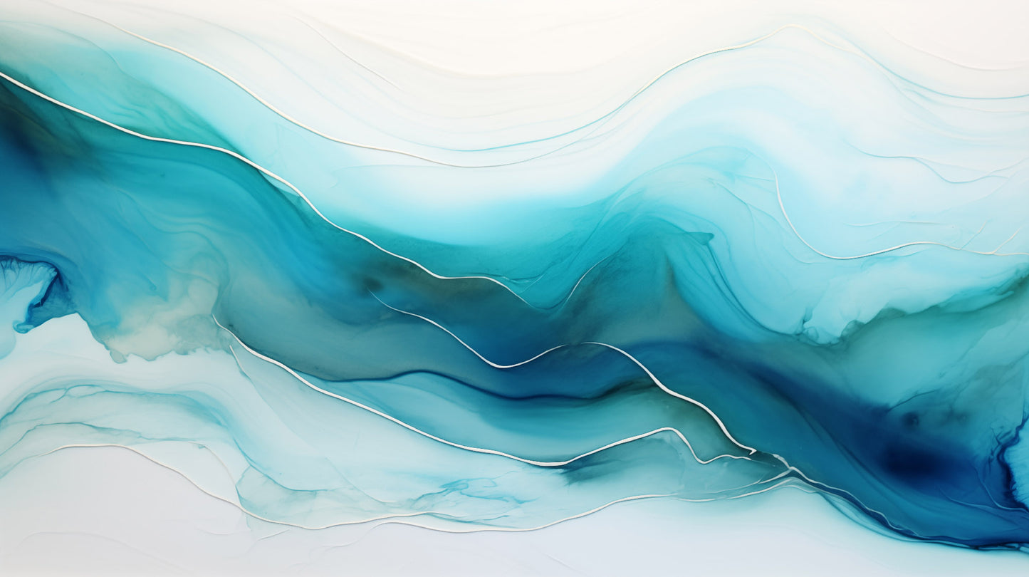 Abstract Wall Prints: "Glacial Melt" Alcohol Ink Digital Painting Fluid Art - Minimal Unframed