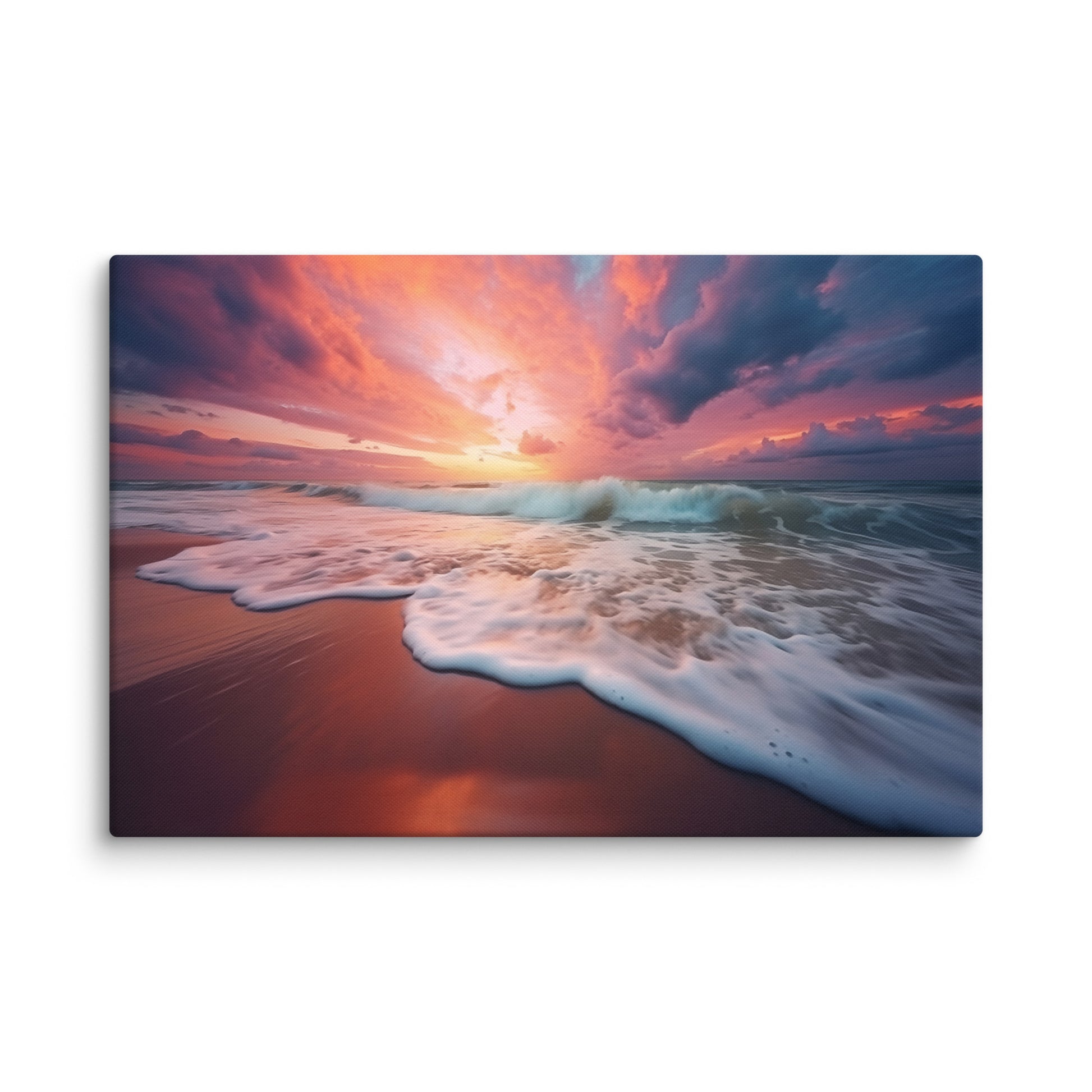 Golden Horizon Realism Painting Beach Artwork Canvas Coastal Wall Art Prints
