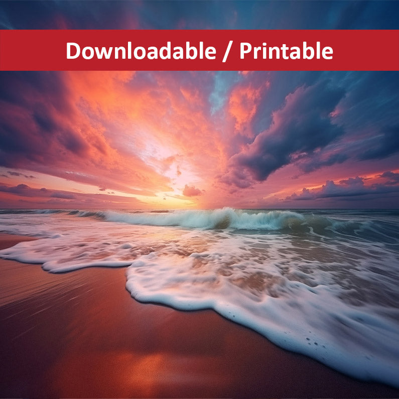 Golden Horizon Realism Painting Beach Artwork DIY Downloadable and Printable Wall Art Prints