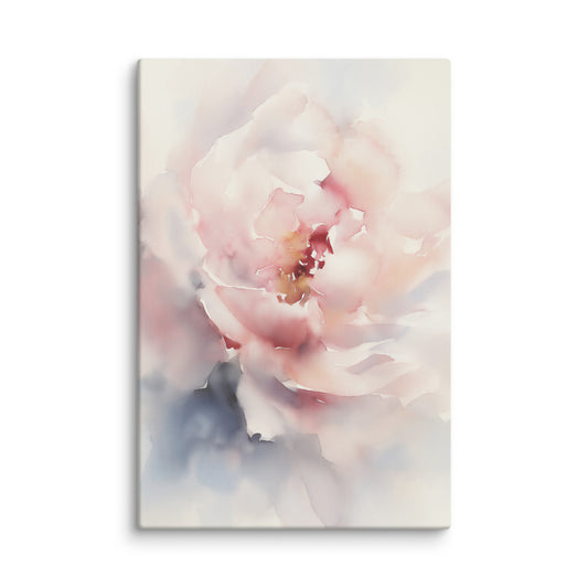 Graceful Stillness Floral Digital Watercolor Artwork Pink Peony Canvas Wall Art Print