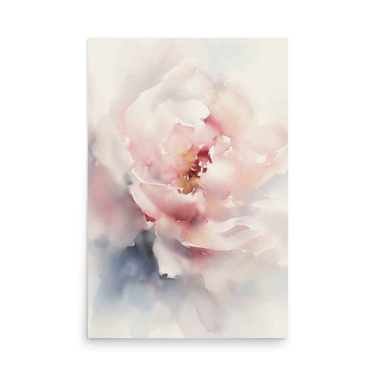 Graceful Stillness Floral Digital Watercolor Artwork Pink Peony Print Unframed