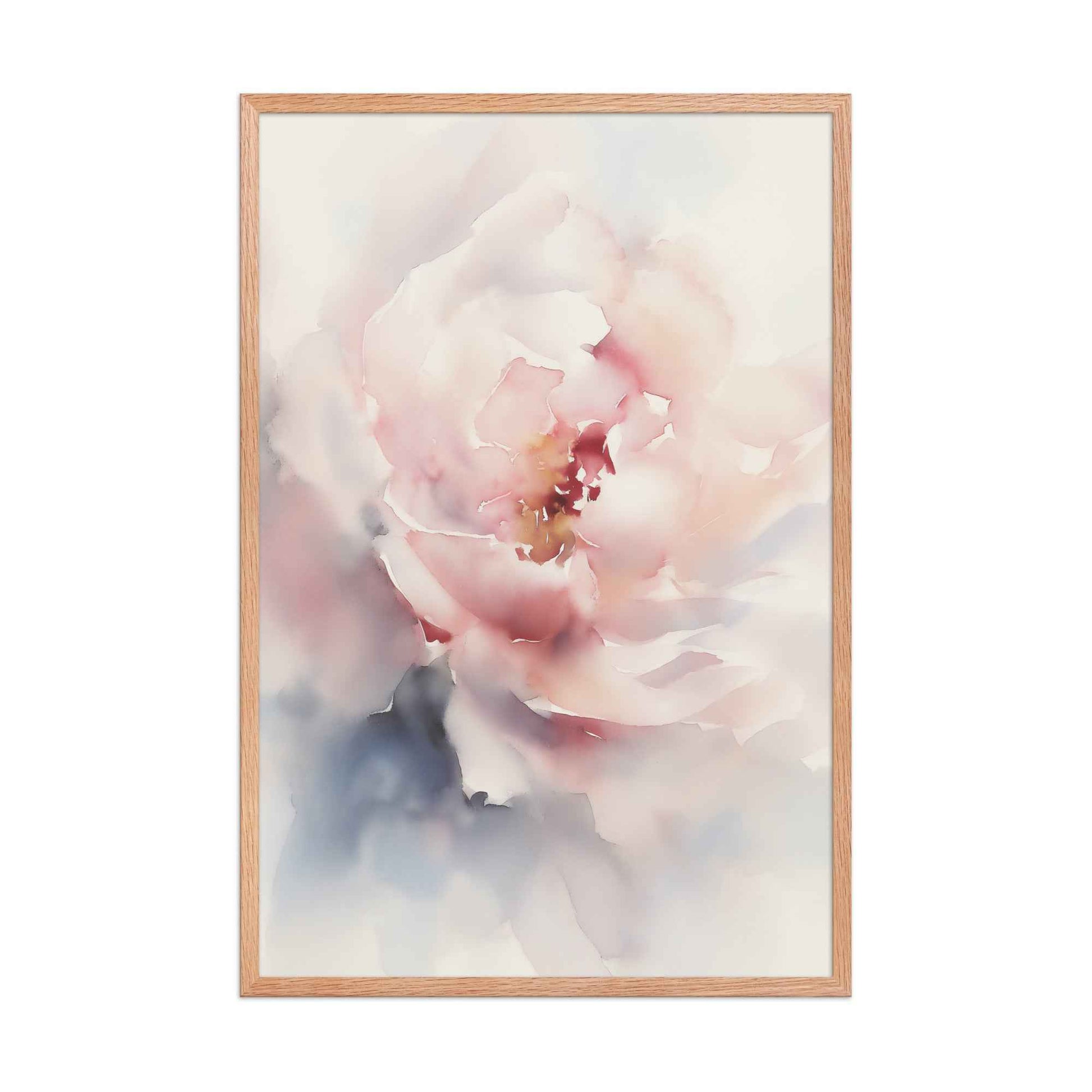 Graceful Stillness Floral Digital Watercolor Artwork Pink Peony Print Framed Wall Art