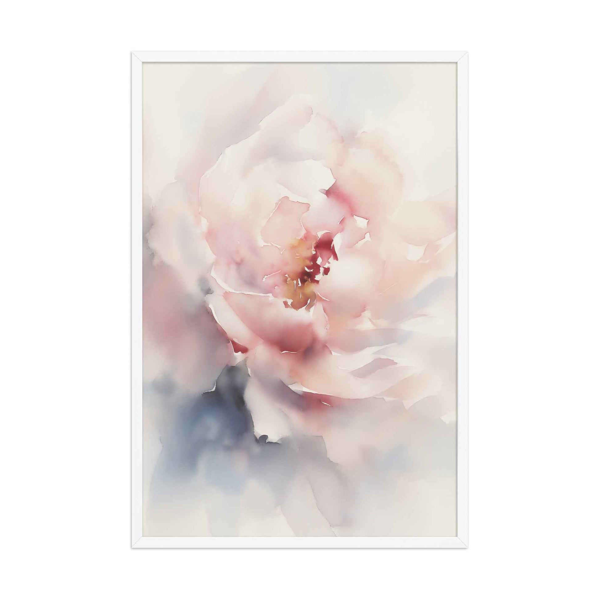 Graceful Stillness Floral Digital Watercolor Artwork Pink Peony Print Framed Wall Art