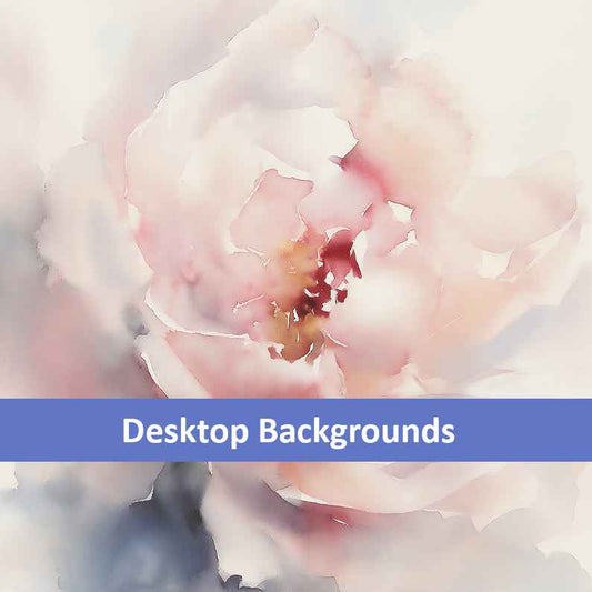 Graceful Stillness Digital Watercolor Artwork Pink Peony Floral Still Life Wallpaper for Computer Monitors, TVs, and Laptop Screens