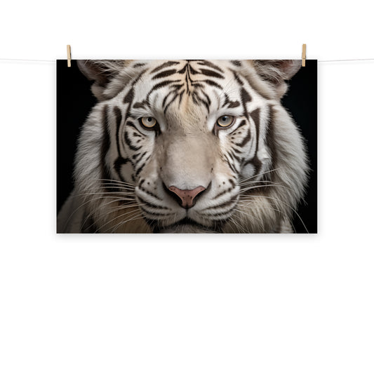 Hall Way Wall Art: Albino Majesty White Tiger Photorealism Painting - Digital Artwork Loose Art Print