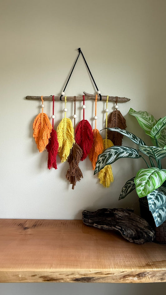 Handmade Abstract Autumn Leaf Macramé Wall Hanging 4