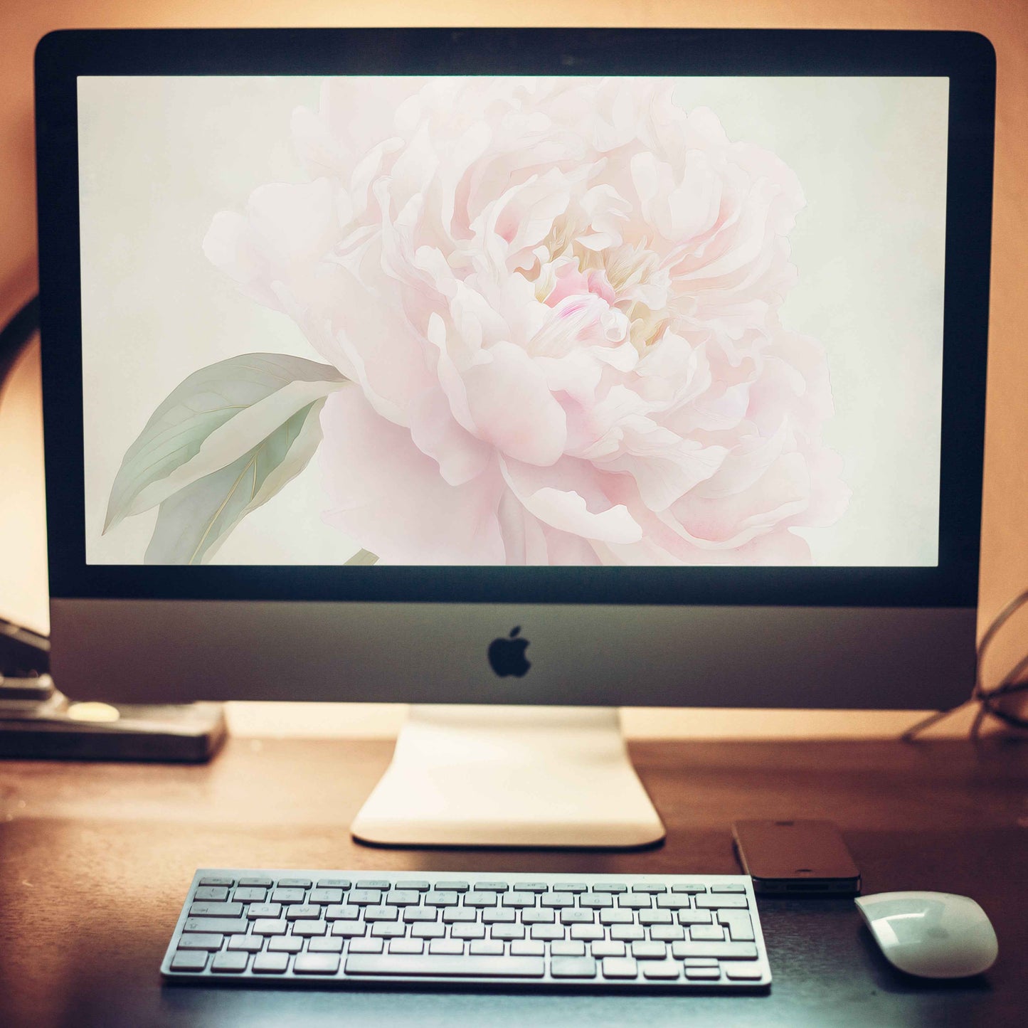 Hazy Bloom Floral Digital Artwork Peony Still Life Wallpaper for Computer Monitors, TVs, and Laptop Screens