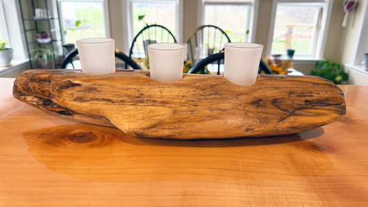 Driftwood Votive Candle Holder Centerpiece - Rustic Nautical Decor