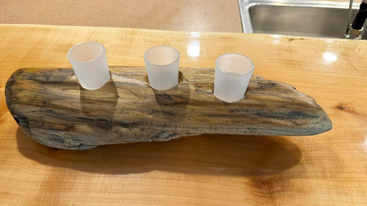 Driftwood Votive Candle Holder Centerpiece - Rustic Nautical Decor