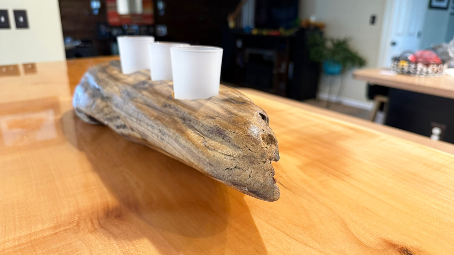Driftwood Votive Candle Holder Centerpiece - Rustic Nautical Decor