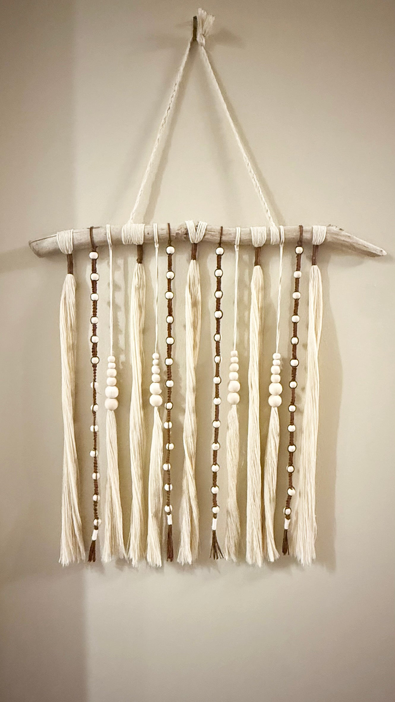 Artisanal Macramé and Driftwood Wall Hanging Texture Wall Art Minimal Boho Modern Coastal Decor