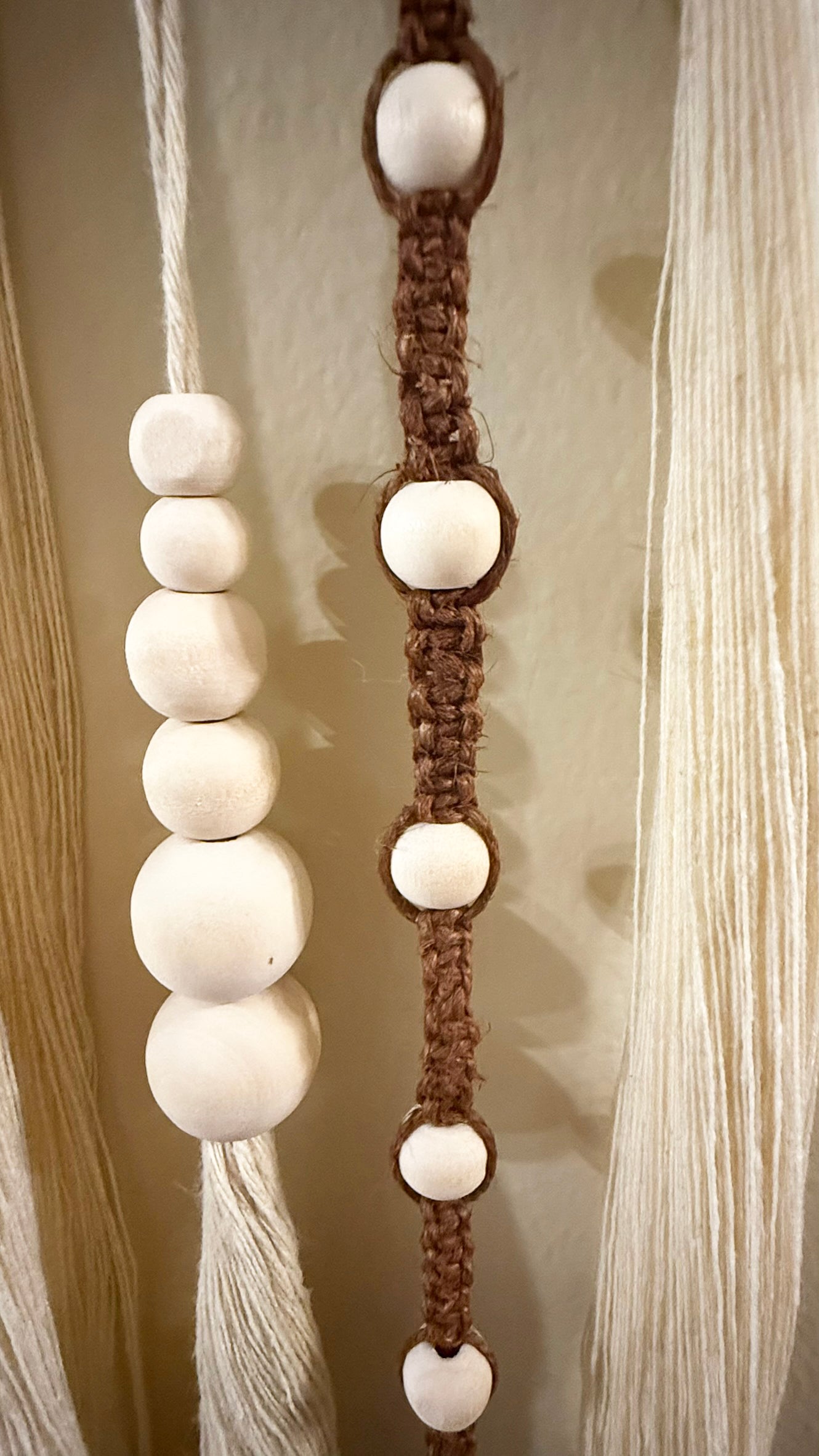 Artisanal Macramé and Driftwood Wall Hanging Texture Wall Art Minimal Boho Modern Coastal Decor