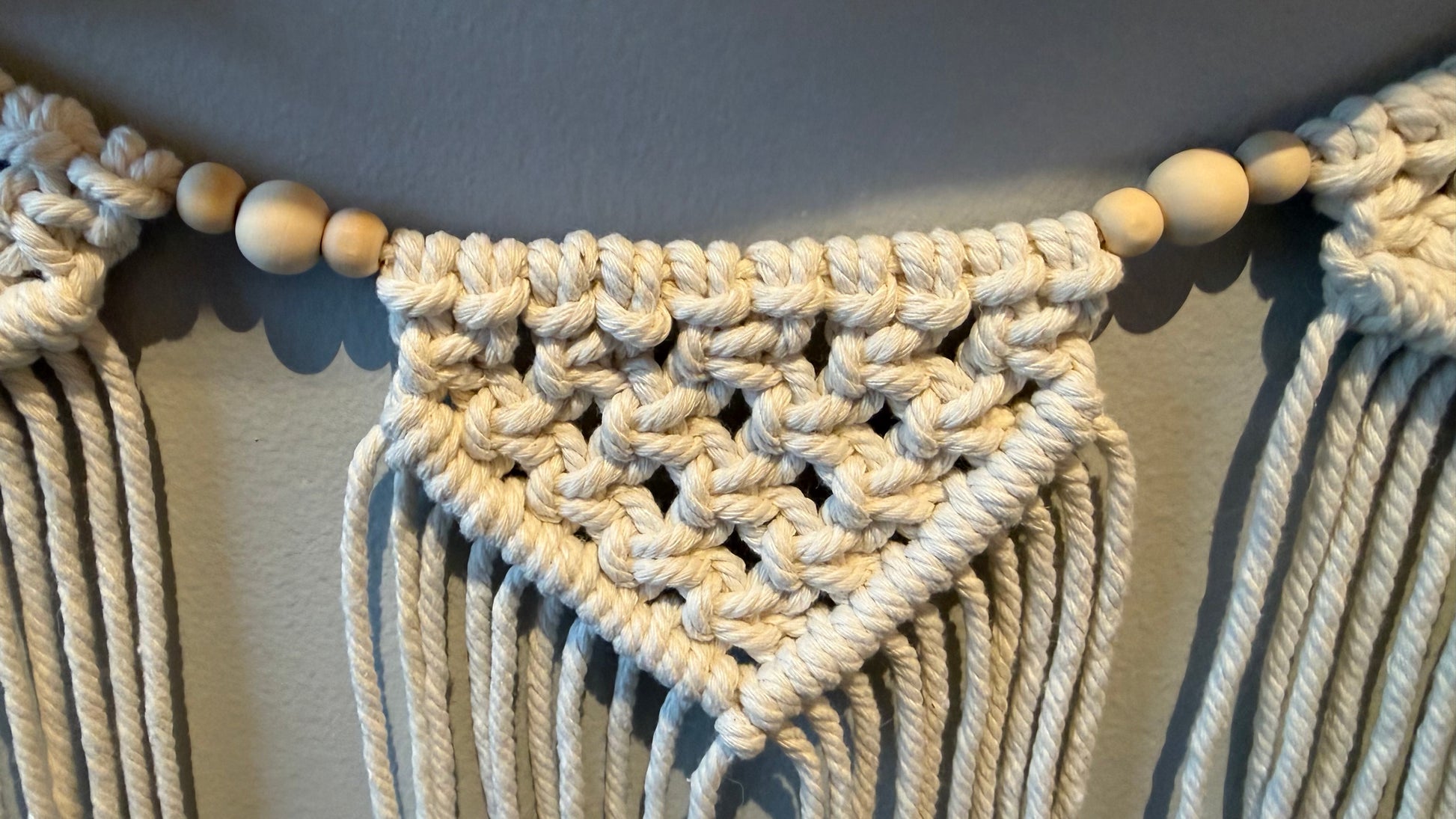 Macrame Wall Hanging Garland with Natural Wooden Beads - Home Decor 1