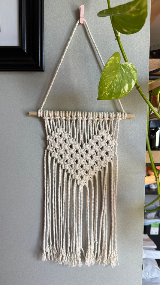 Mini Heart Macrame Wall Hanging – Boho Decor for Small Spaces