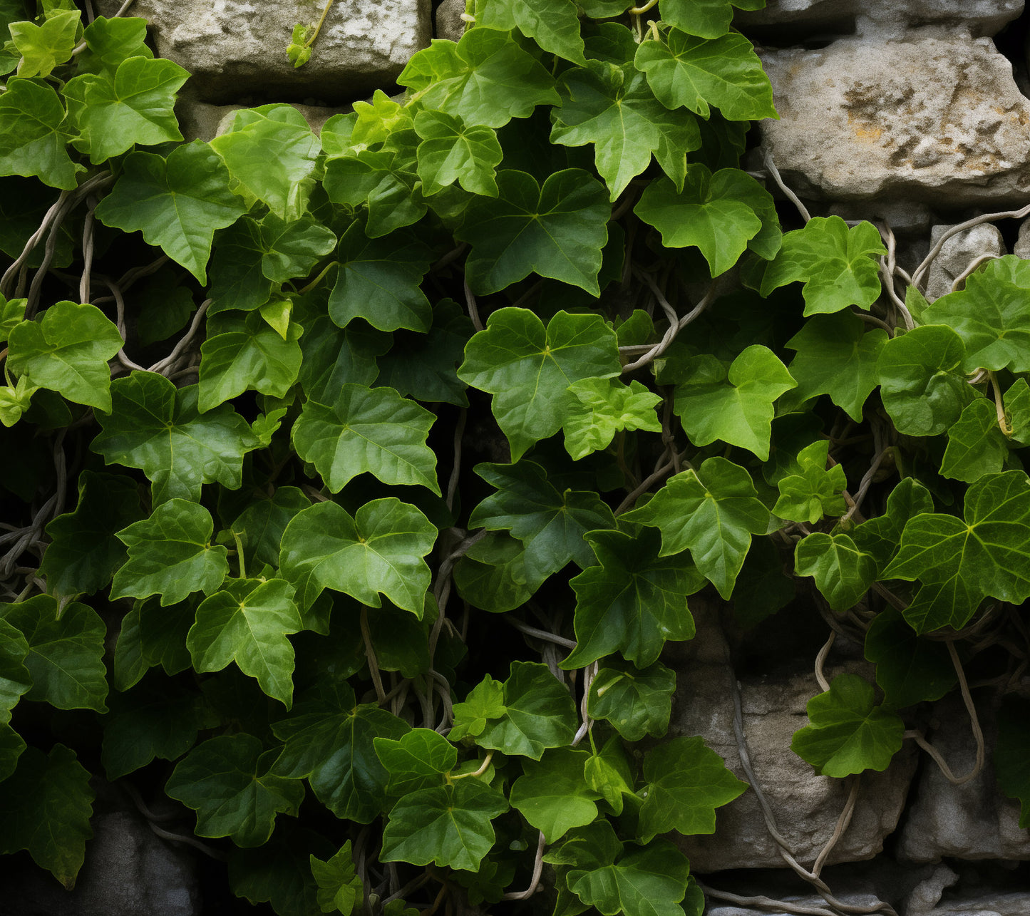 Ivy on Stone Wall Photorealism - Digital Artwork Loose Art Print