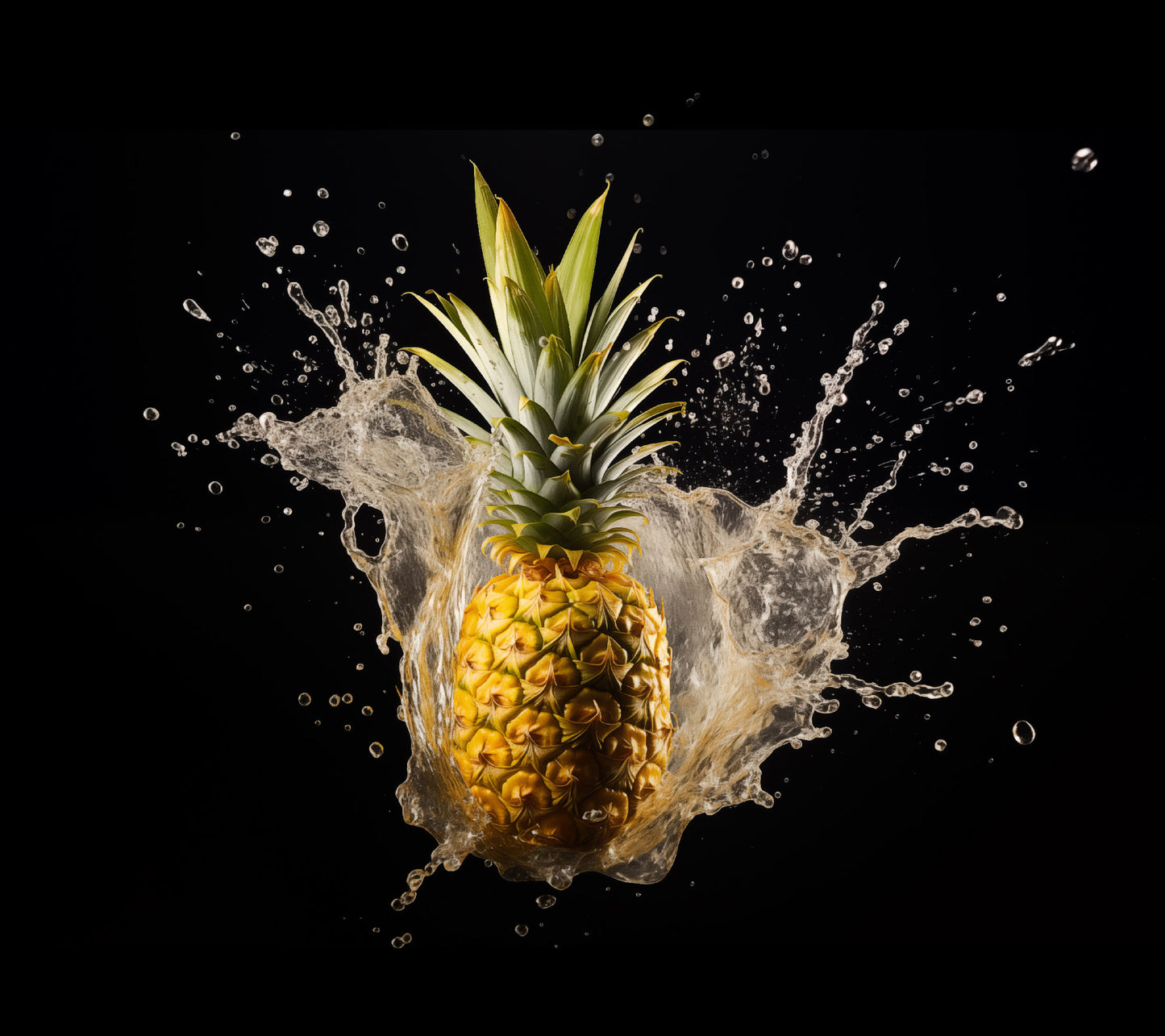 Juicy Joy Pineapple in Water Photorealism - Digital Artwork Loose Art Print