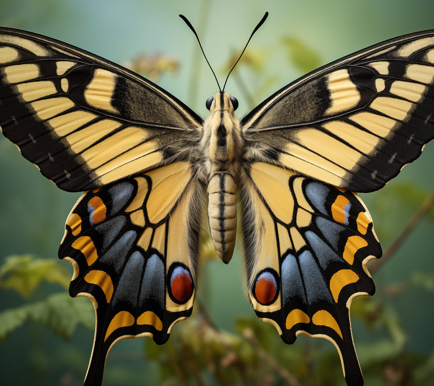 Kaleidoscope of Color Swallowtail Butterfly Close-up Photorealism - Digital Artwork Loose Art Print