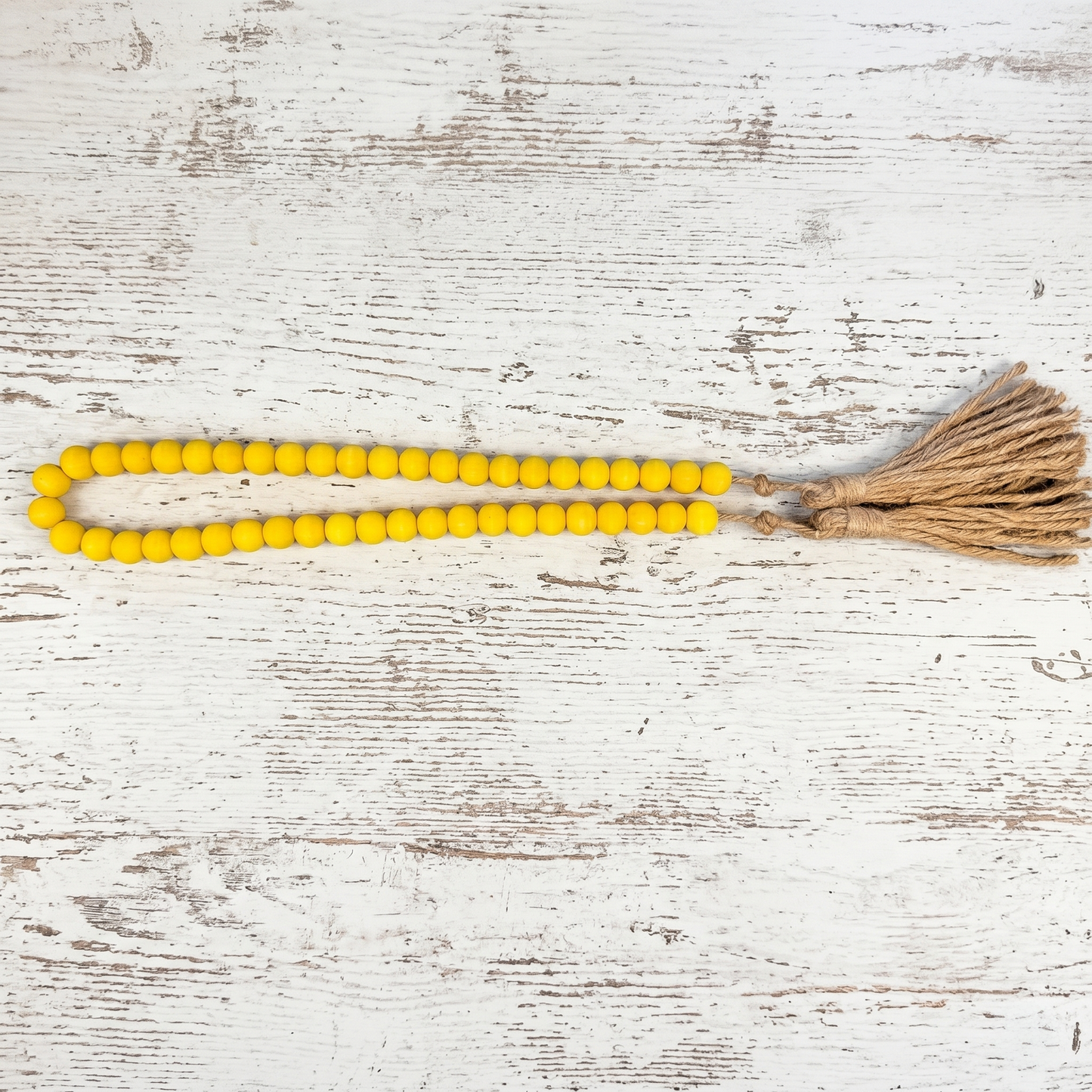 Lemon Yellow Wood Bead Garland (1) Summerween Home Decor