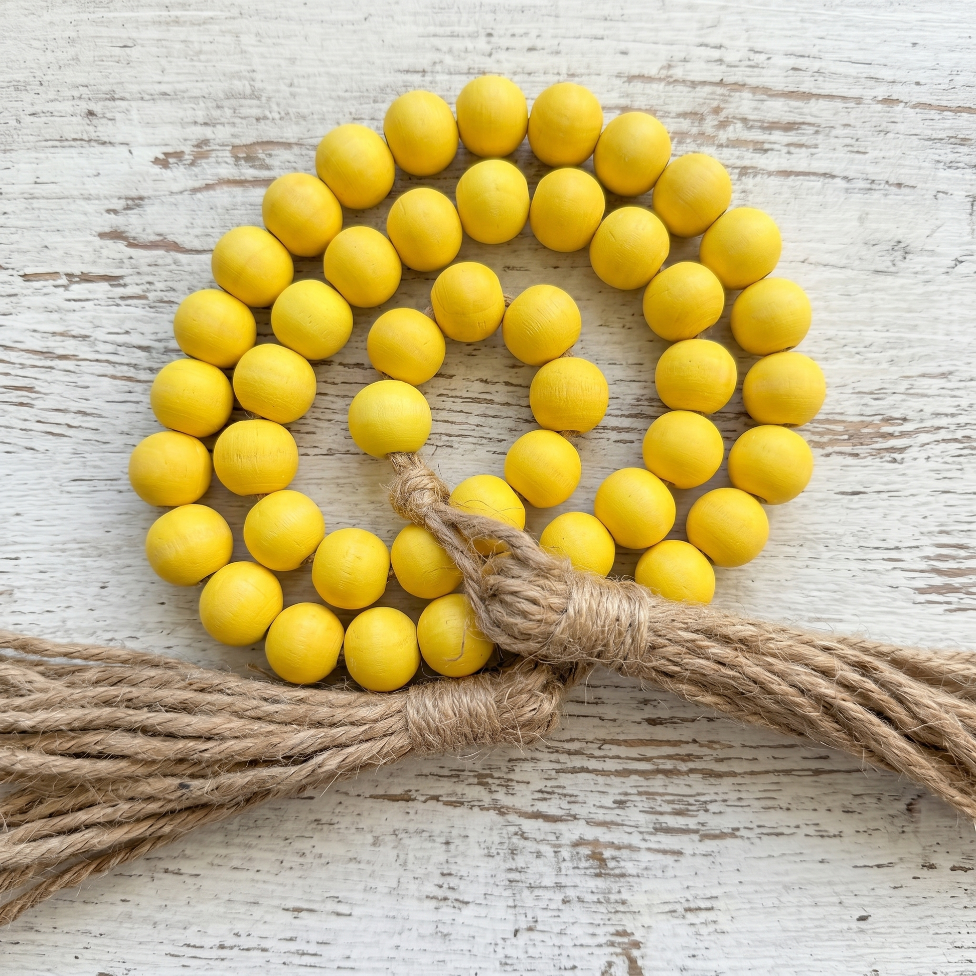 Lemon Yellow Wood Bead Garland (2) Coastal Home Decor Accent