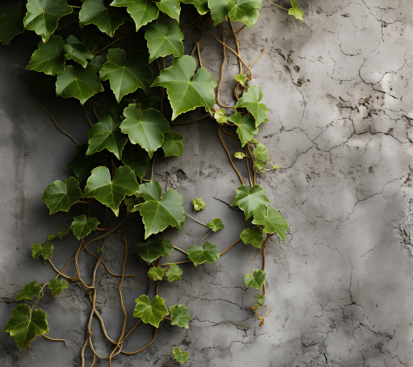 Life on the Wall - Ivy on Stone Photorealism - Digital Artwork Loose Art Print