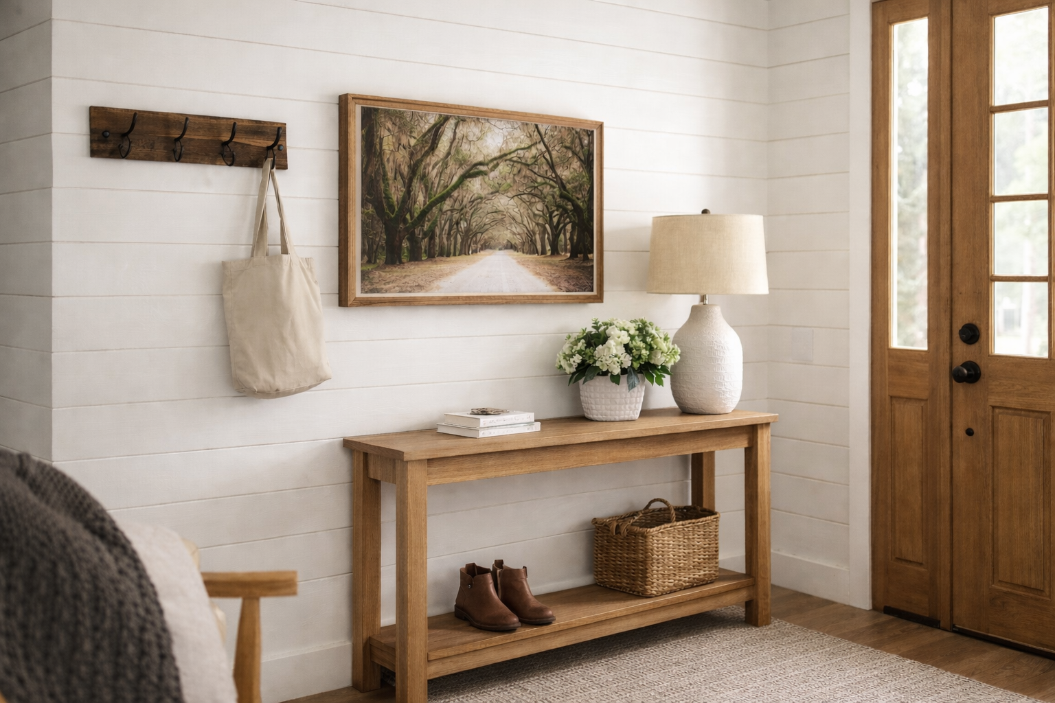 Live Oak Trees and Spanish Moss Roadway Landscape Photograph Loose in Modern Farmhouse Style Entryway