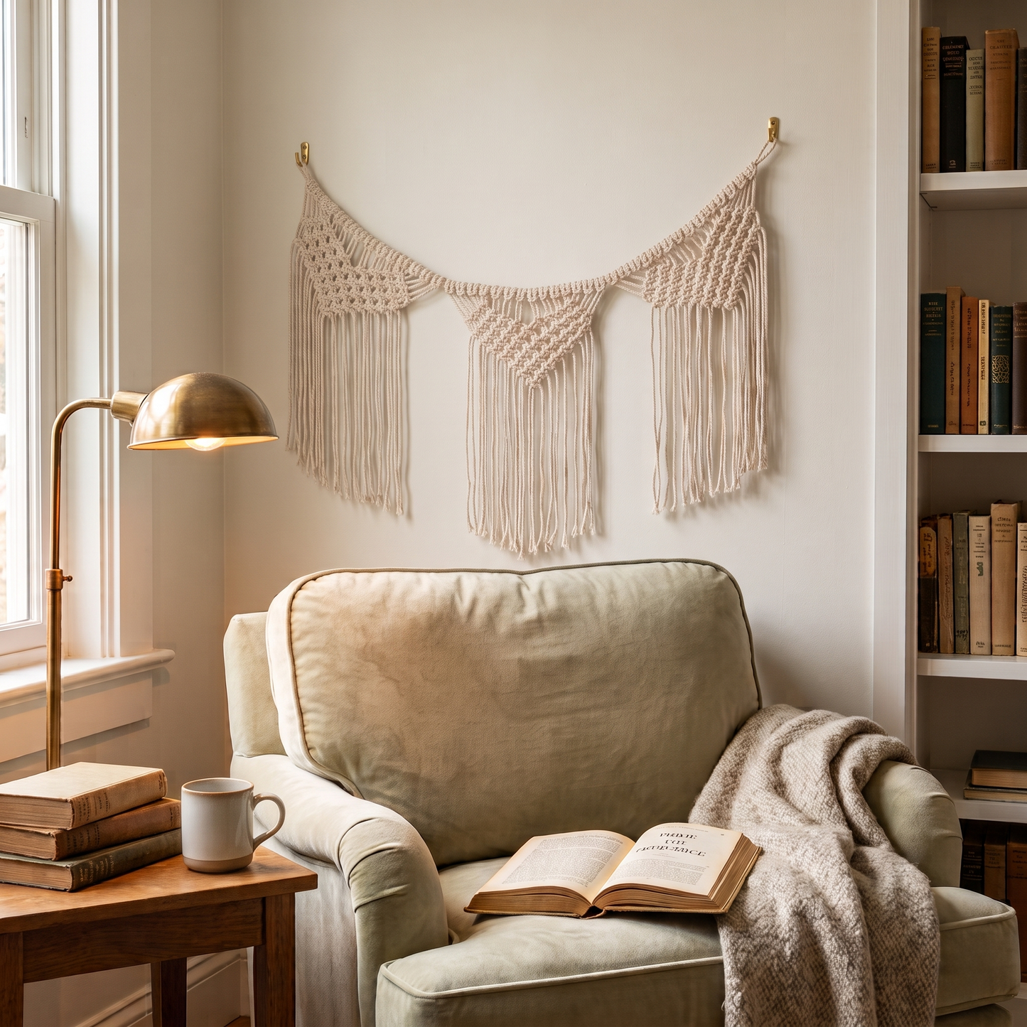 Macrame Heart Shape Garland Boho Wall Hanging Home Decor in Living room