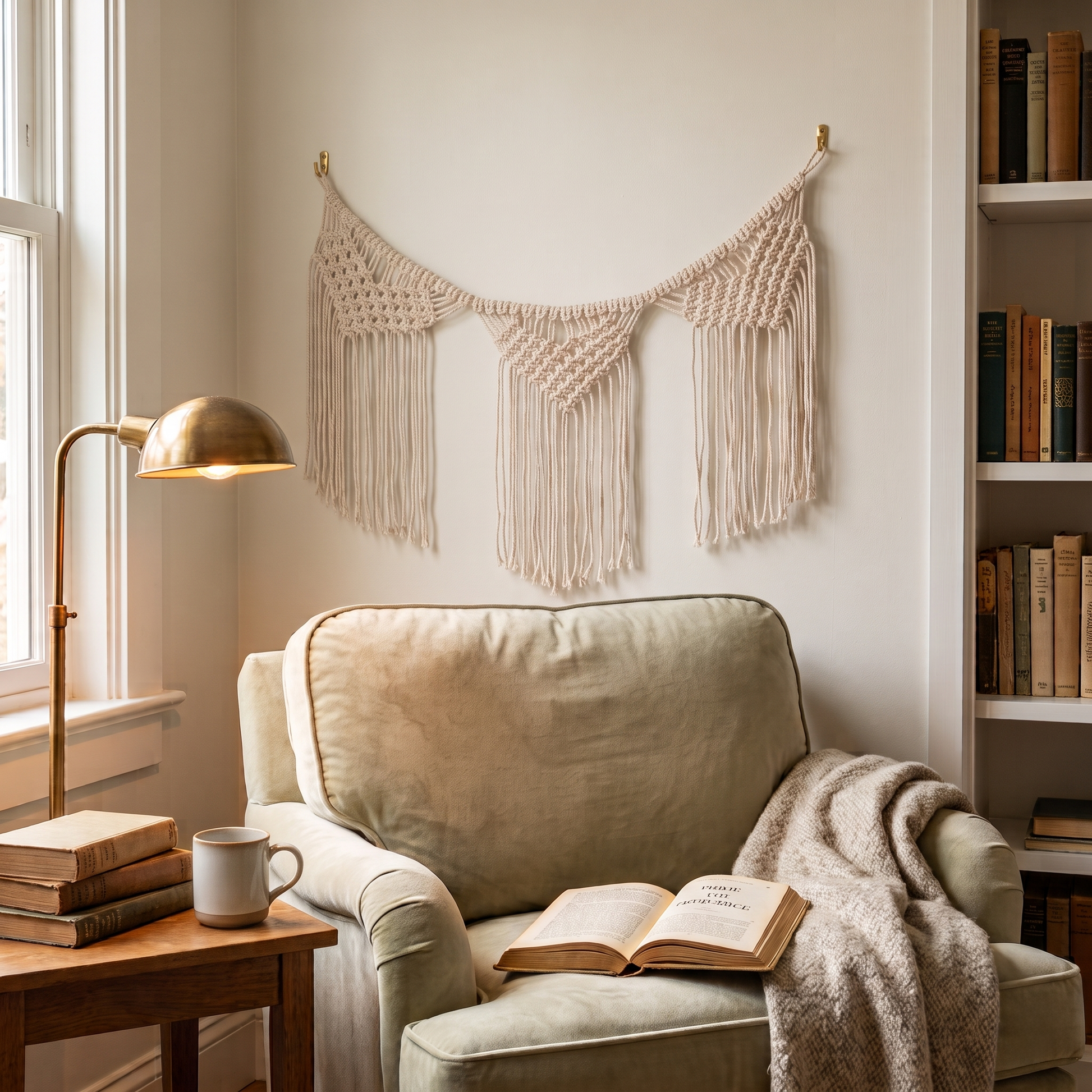Macrame Heart Shape Garland Boho Wall Hanging Home Decor in Living room