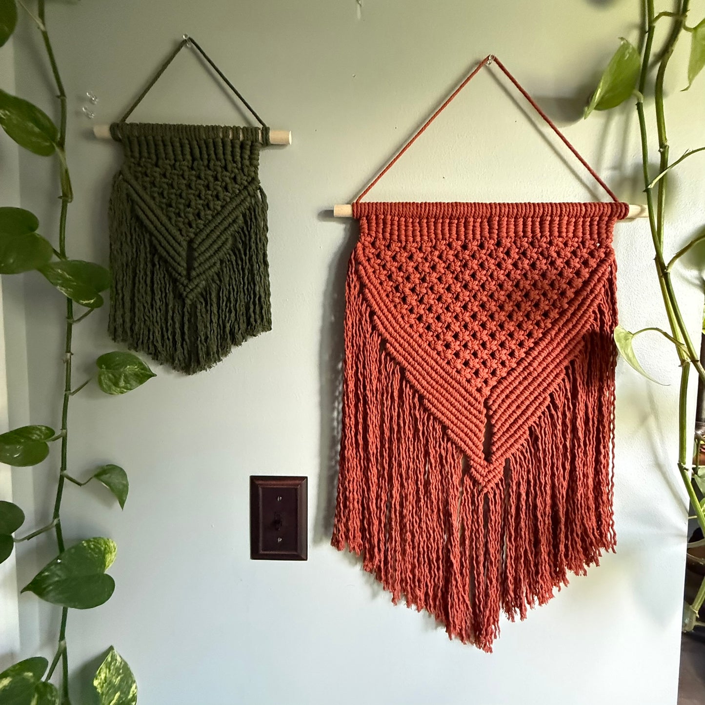 Macrame Wall Hanging, Boho Geometric Fringe Tapestry, Textured Home Decor for Bedroom or Living Room