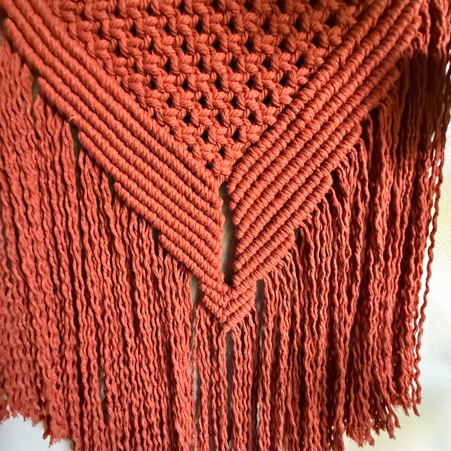 Macrame Wall Hanging, Boho Geometric Fringe Tapestry, Textured Home Decor for Bedroom or Living Room
