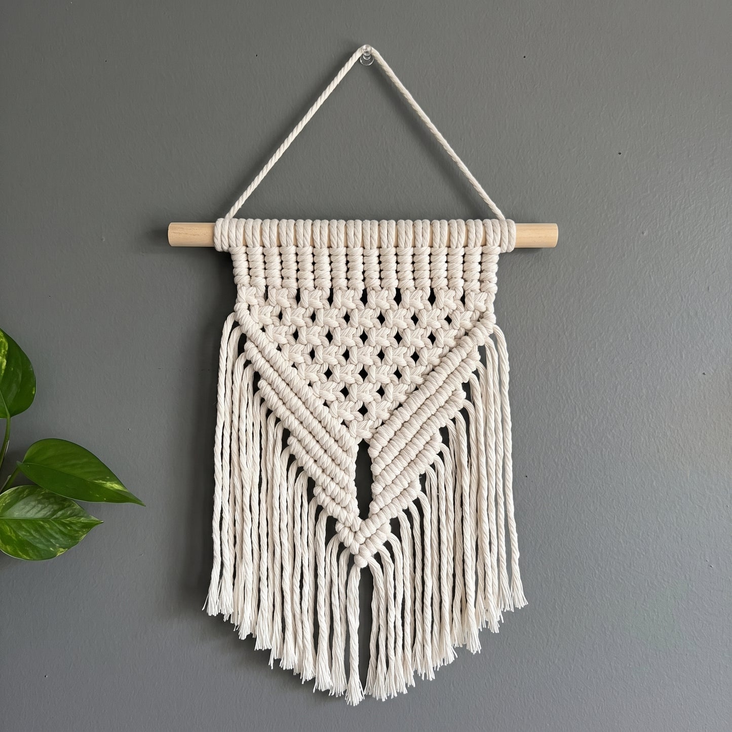 Macrame Wall Hanging, Boho Geometric Fringe Tapestry, Textured Home Decor for Bedroom or Living Room