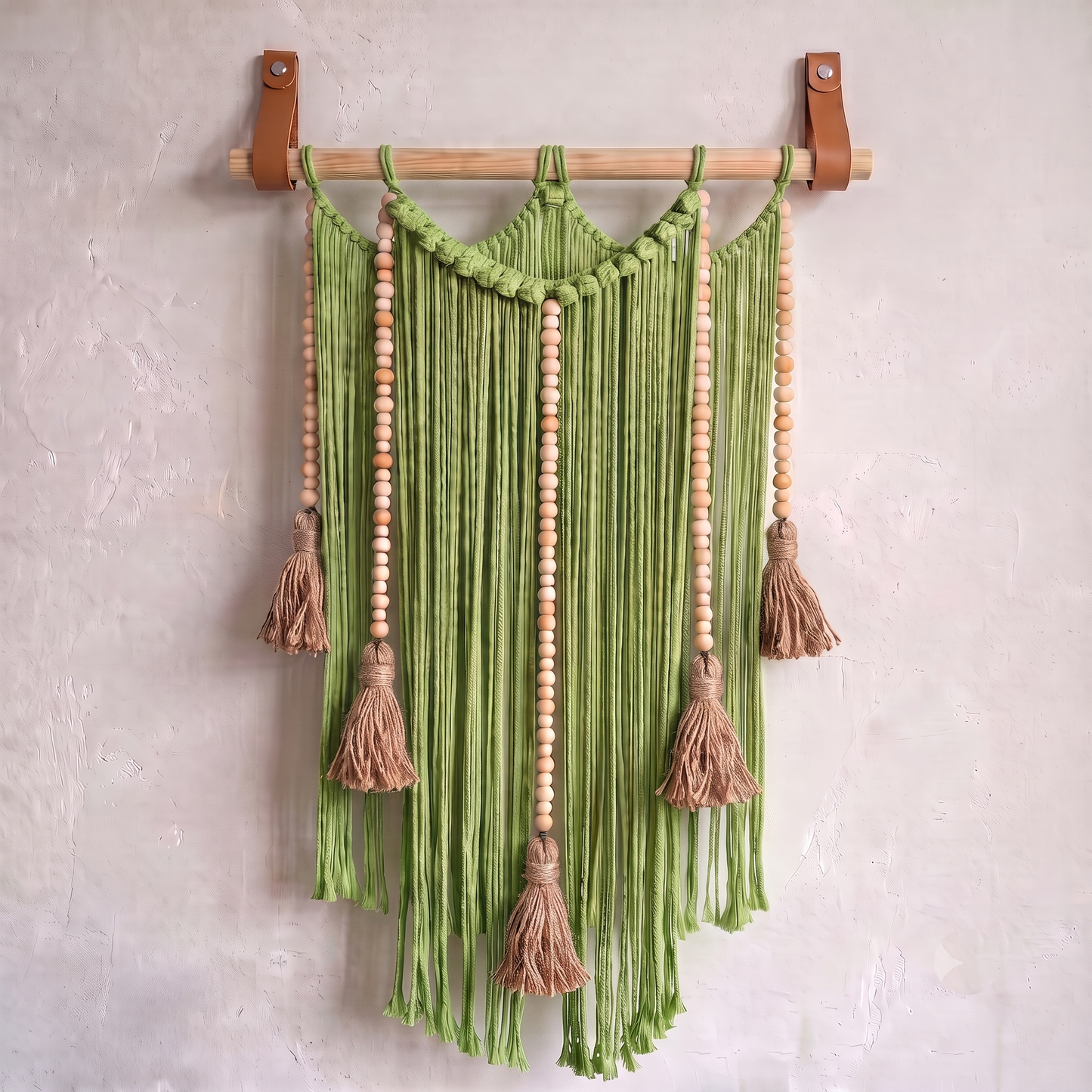 Macrame Wall Hanging Large Boho Wall Decor Handmade Tapestry Bohemian Home Accent Woven Fiber Art Acid Green Hex code b7e791