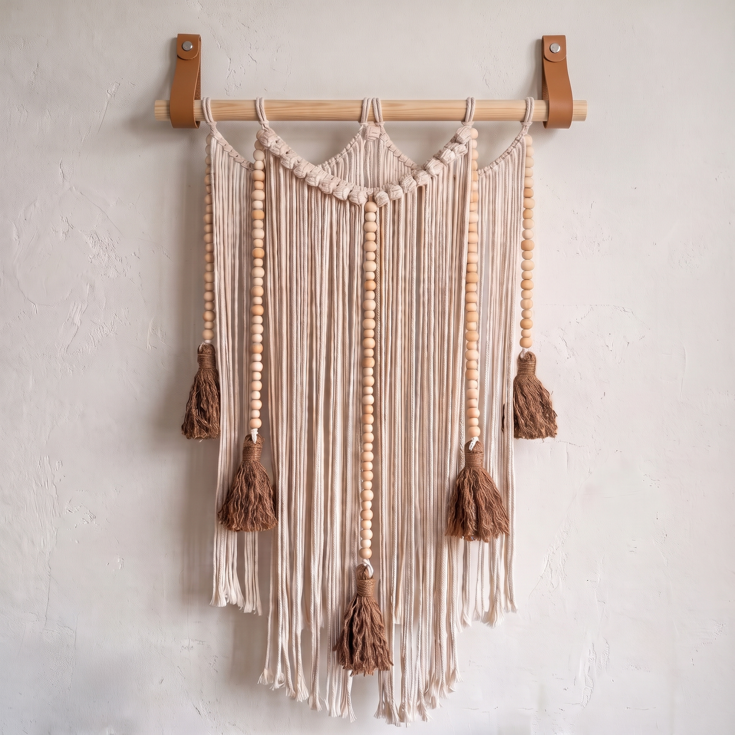 Macrame Wall Hanging Large Boho Wall Decor Handmade Tapestry Bohemian Home Accent Woven Fiber Art Natural Color