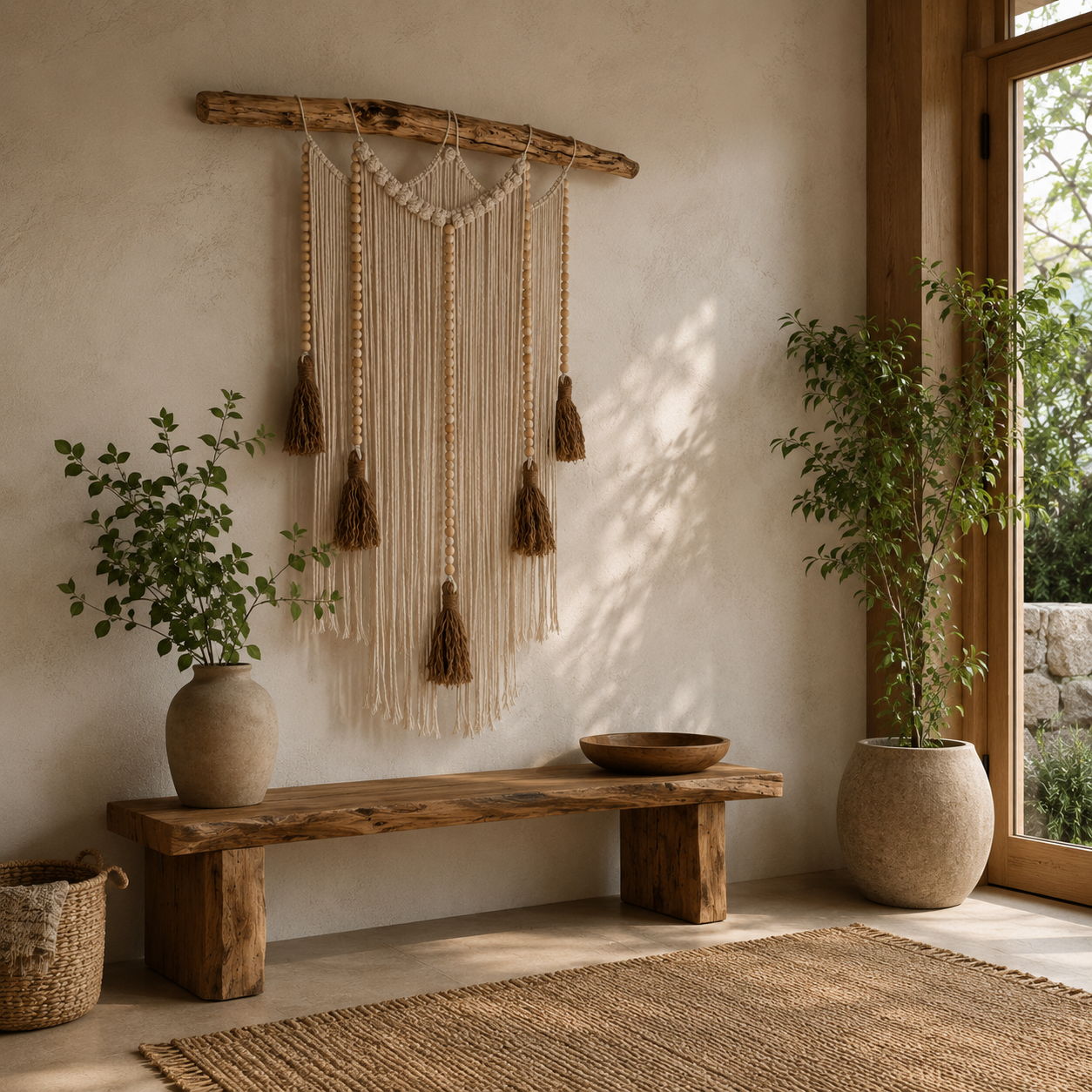 Macrame Wall Hanging Large Boho Wall Decor Handmade Tapestry Bohemian Home Accent Woven Fiber Art Neutral (13)